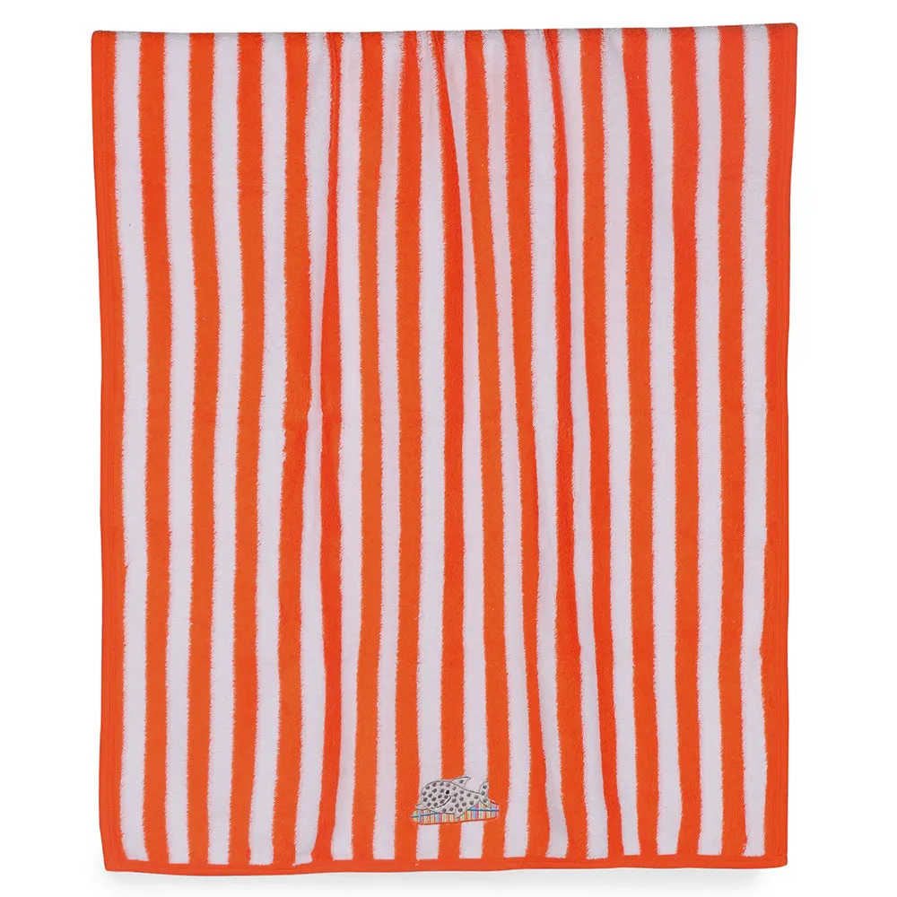 My Milestones Kids Bath Towel Bold Stripped - Orange / White