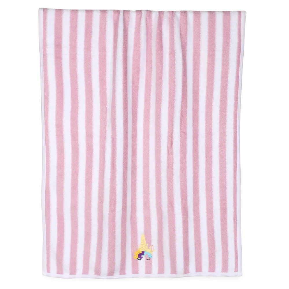 My Milestones Kids Bath Towel Bold Stripped - Pink / White