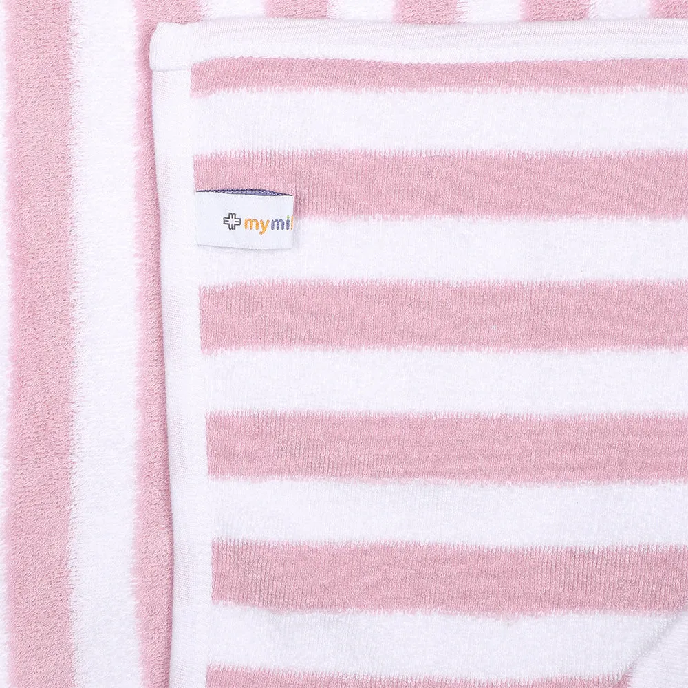 My Milestones Kids Bath Towel Bold Stripped - Pink / White