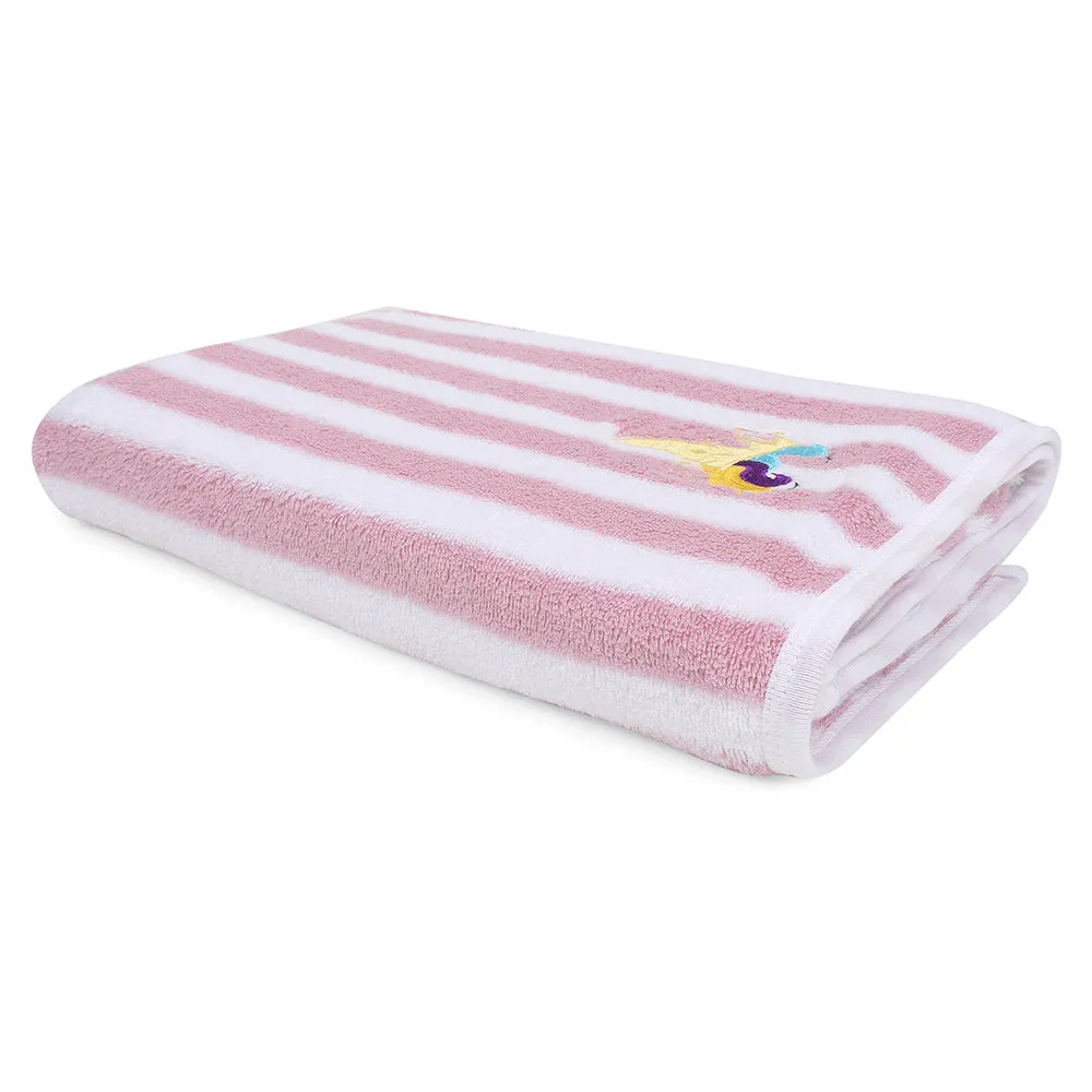 My Milestones Kids Bath Towel Bold Stripped - Pink / White