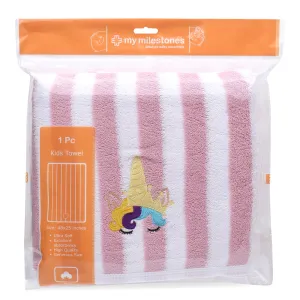 My Milestones Kids Bath Towel Bold Stripped - Pink / White