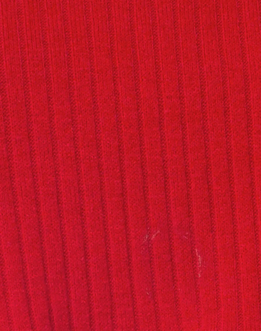 Nizer High Neck Jumper in Red