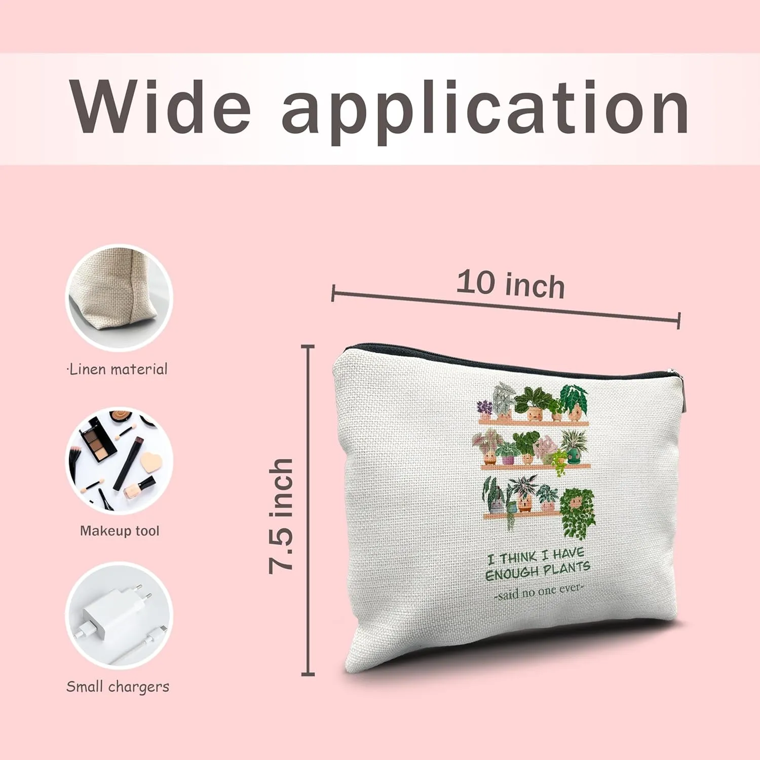 Nogrit Plant Lady Gifts,Plant Lover Gifts Makeup Cosmetic Bag,I Think I Have Enough Plants Potted Plant Makeup Travel Toiletry Bag,Gifts for Gardeners Women,Funny Plant Mom Gifts