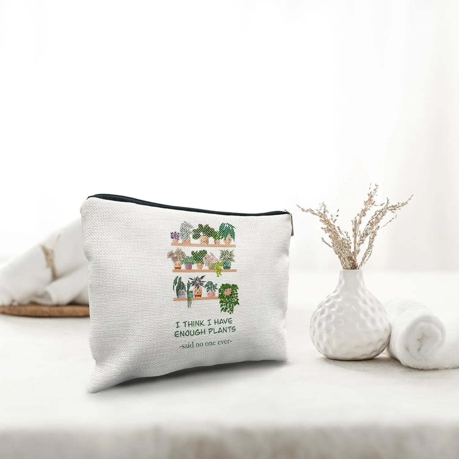 Nogrit Plant Lady Gifts,Plant Lover Gifts Makeup Cosmetic Bag,I Think I Have Enough Plants Potted Plant Makeup Travel Toiletry Bag,Gifts for Gardeners Women,Funny Plant Mom Gifts