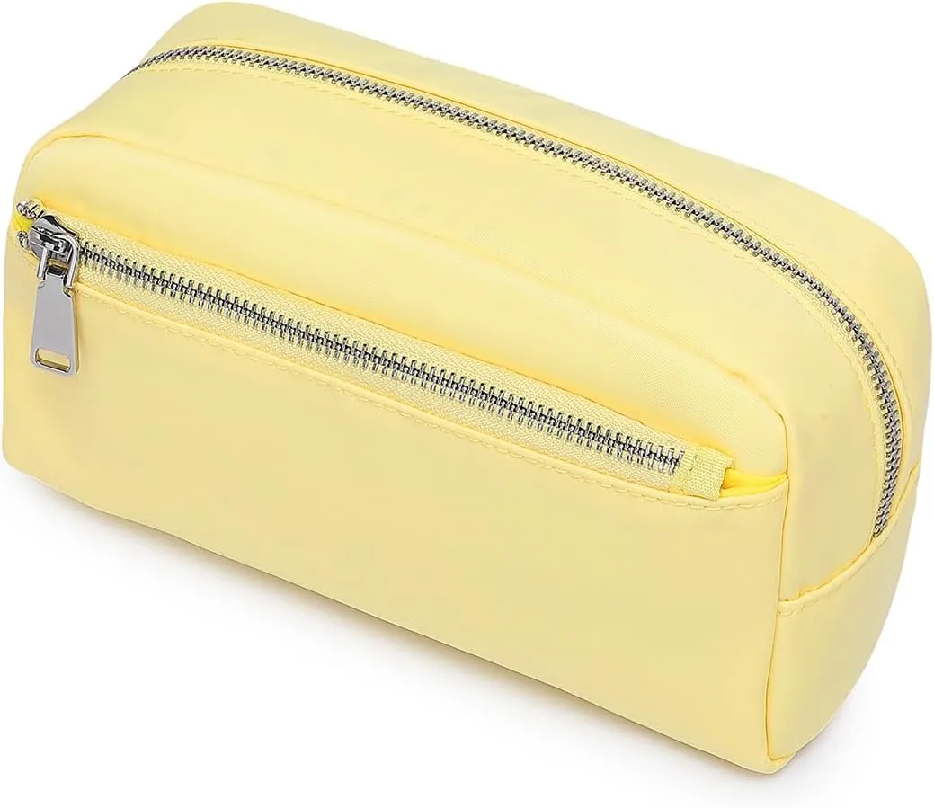 Nylon Female cosmetic bags Canvas toiletry bags Wash bags with large capacity Simple design (Nylon/Yellow)