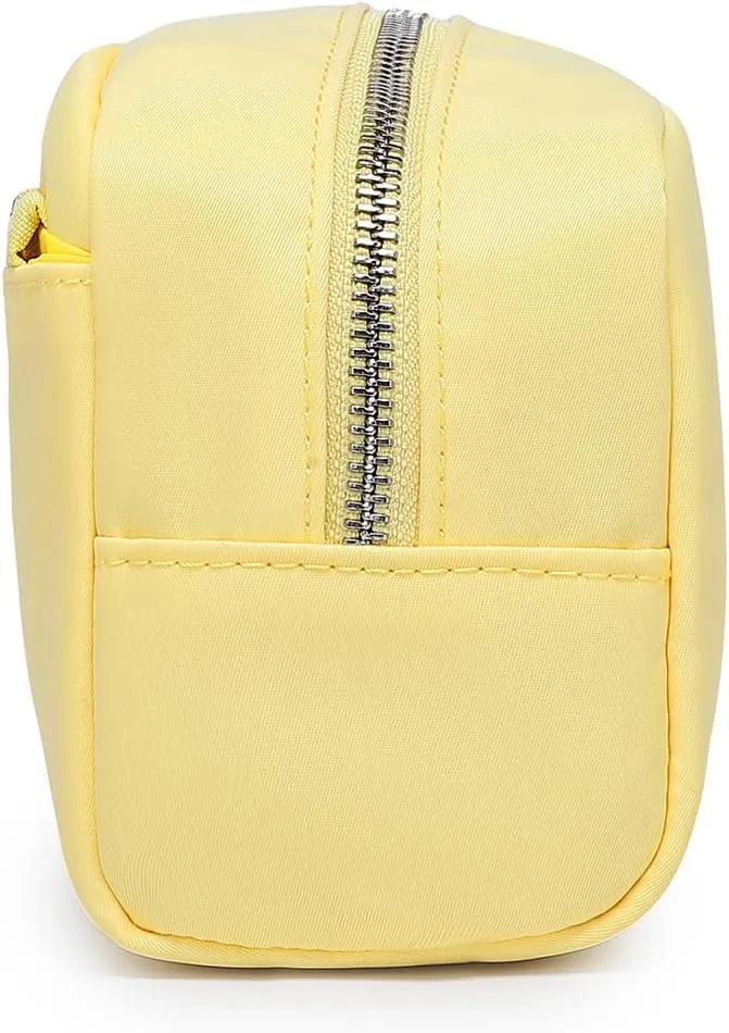 Nylon Female cosmetic bags Canvas toiletry bags Wash bags with large capacity Simple design (Nylon/Yellow)