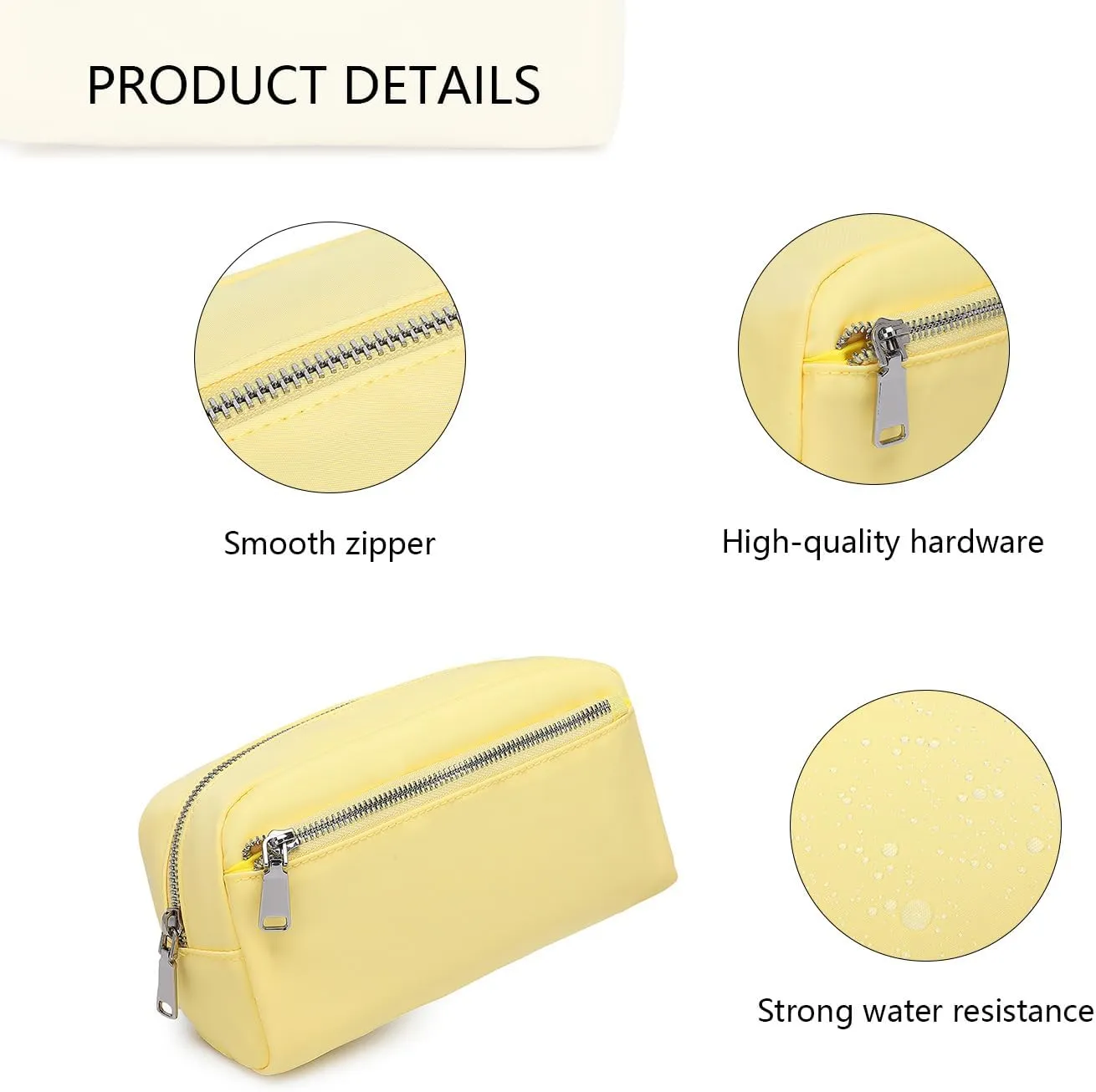 Nylon Female cosmetic bags Canvas toiletry bags Wash bags with large capacity Simple design (Nylon/Yellow)