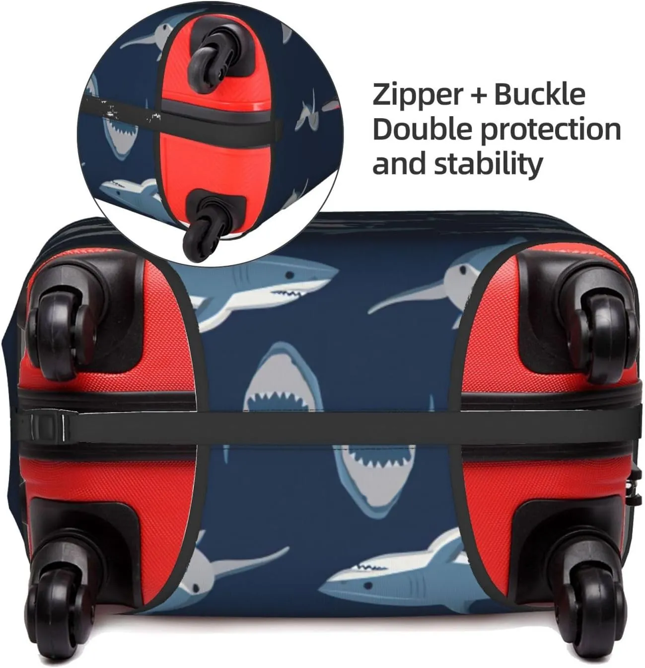 Ocean Shark Print Washable Suitcase Cover Protective Luggage Cover Anti Scratch Travel Gear Protector