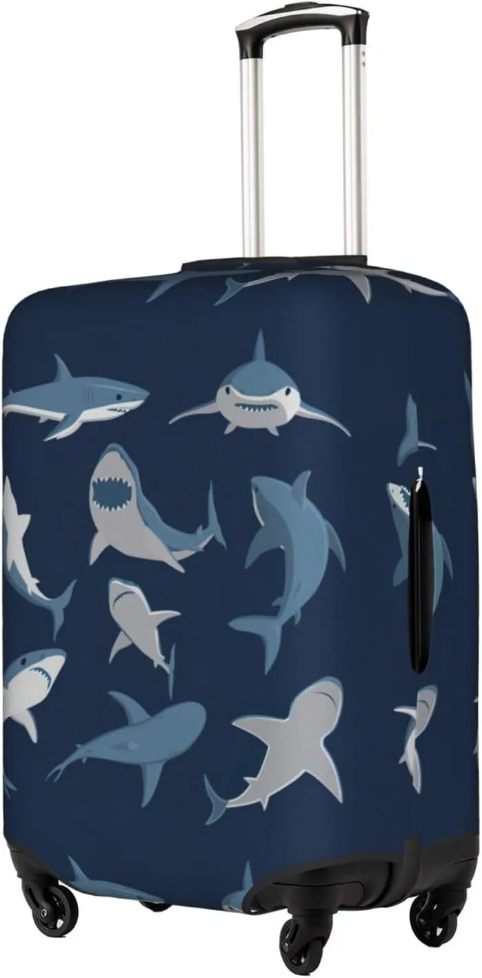Ocean Shark Print Washable Suitcase Cover Protective Luggage Cover Anti Scratch Travel Gear Protector