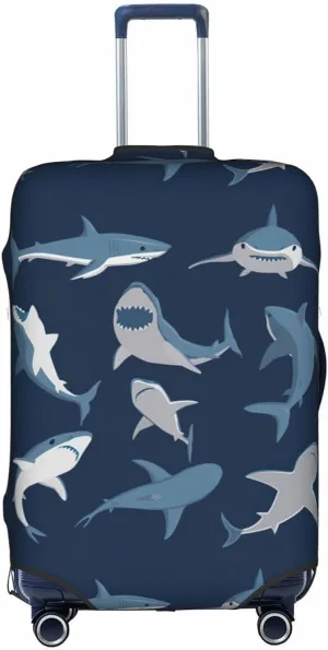 Ocean Shark Print Washable Suitcase Cover Protective Luggage Cover Anti Scratch Travel Gear Protector