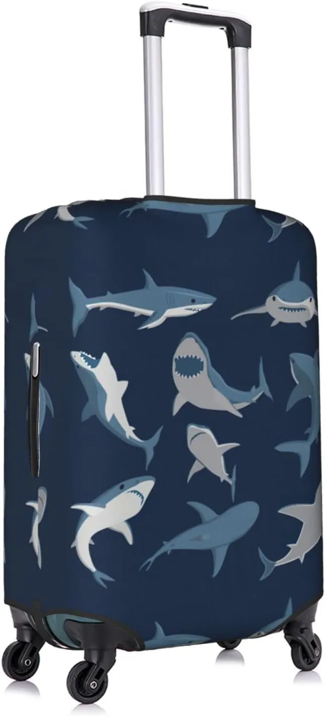 Ocean Shark Print Washable Suitcase Cover Protective Luggage Cover Anti Scratch Travel Gear Protector
