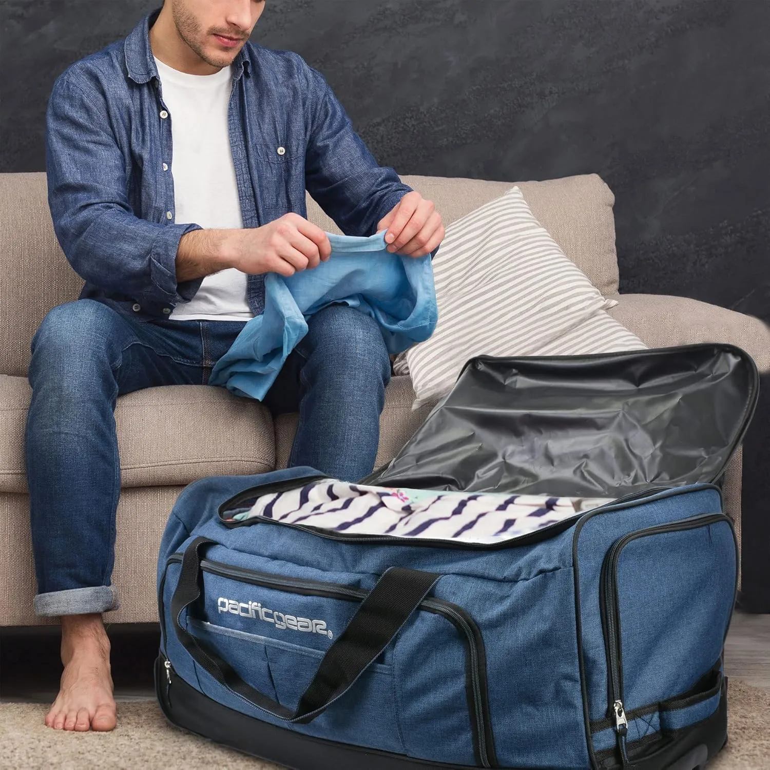 Pacific Gear Rolling Duffel Wheels, 30-inch Luggage, Hockey Bag, Heavy Duty