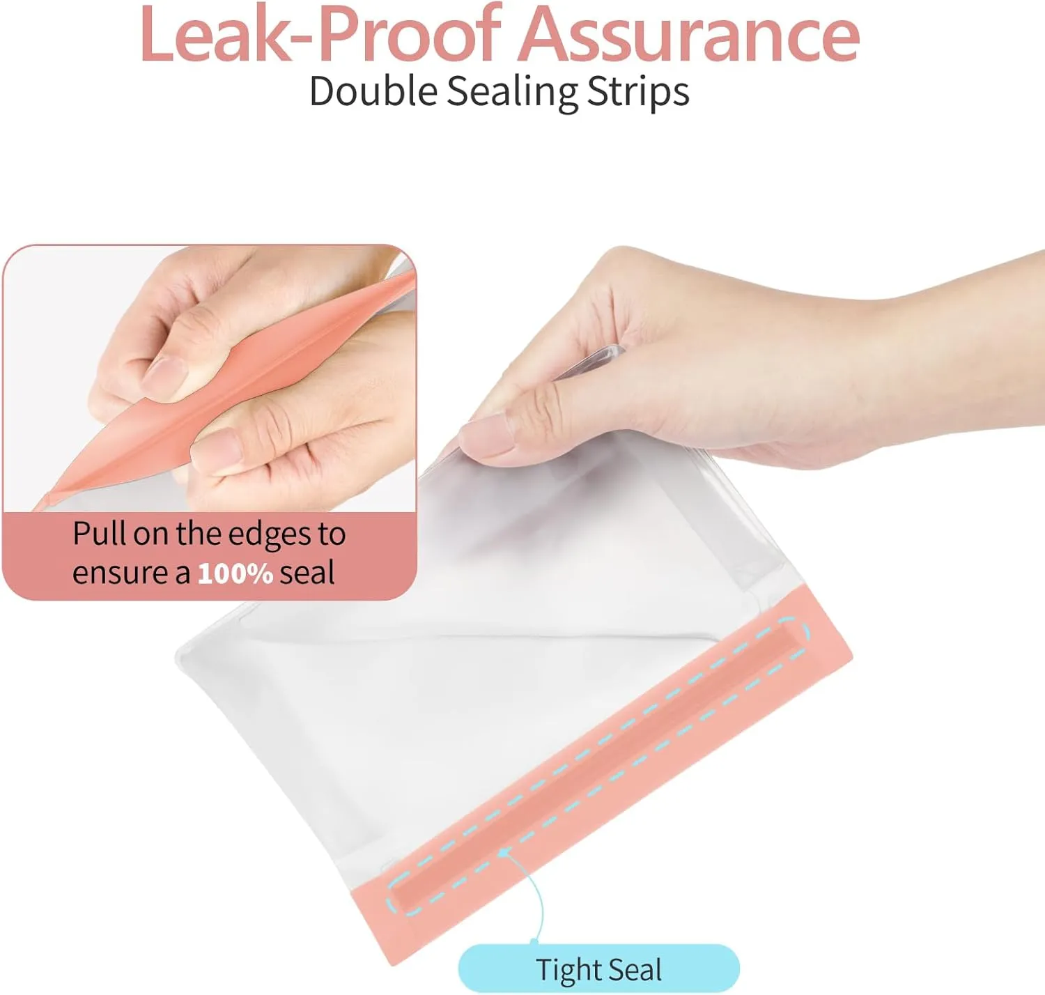 PACKISM Leakpoof Clear Cosmetic Bags - Sealed TSA Approved Toiletry Bags, Reusable and Easy to Clean, Semi-Transparent Clear Toiletry Bag, Carry on Airport Airline Compliant Bag, 1L 2M 1S, Pink