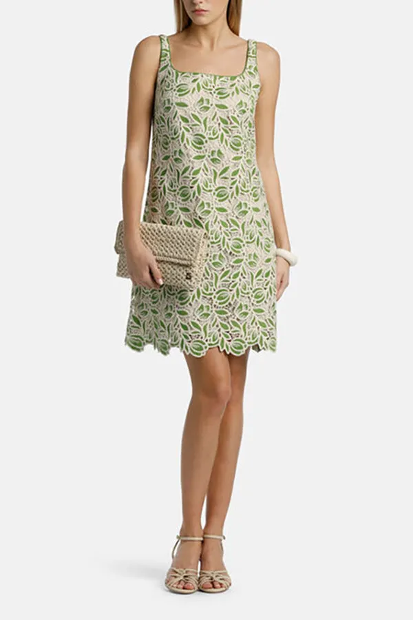 PANTOGRAFO GREEN MACRAME LACE DRESS