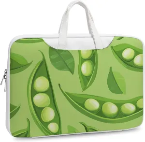 Pea Pod Green Leaves Leather Bag Laptop Case Slim Water Resistant Computer Bags with Handle Briefcase for Work