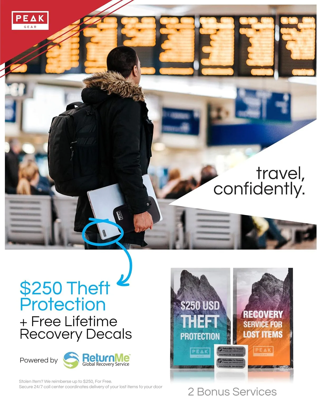 Peak Gear RFID Travel Pouch with Theft Protection and Lost & Found Service