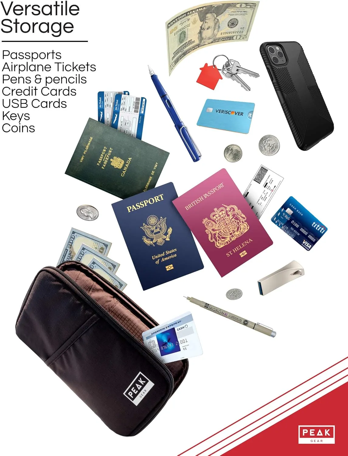 Peak Gear RFID Travel Pouch with Theft Protection and Lost & Found Service