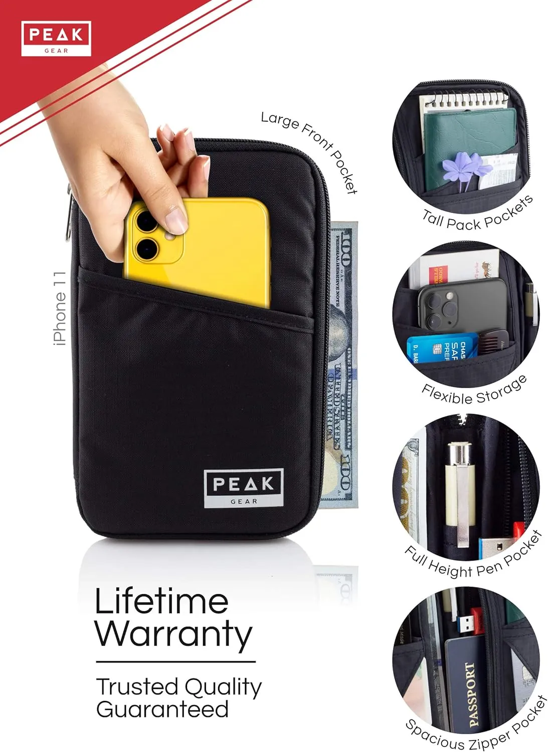Peak Gear RFID Travel Pouch with Theft Protection and Lost & Found Service