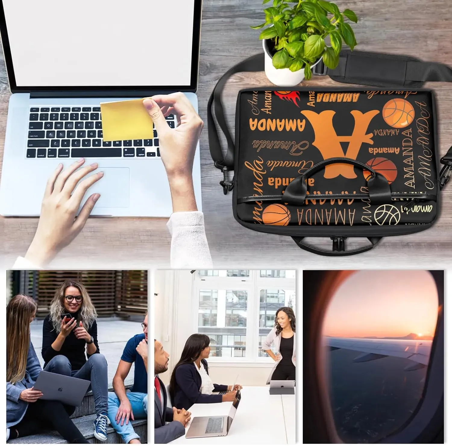 Personalized Laptop Bag Case Baseball Custom Computer Briefcases for Women Men Waterproof