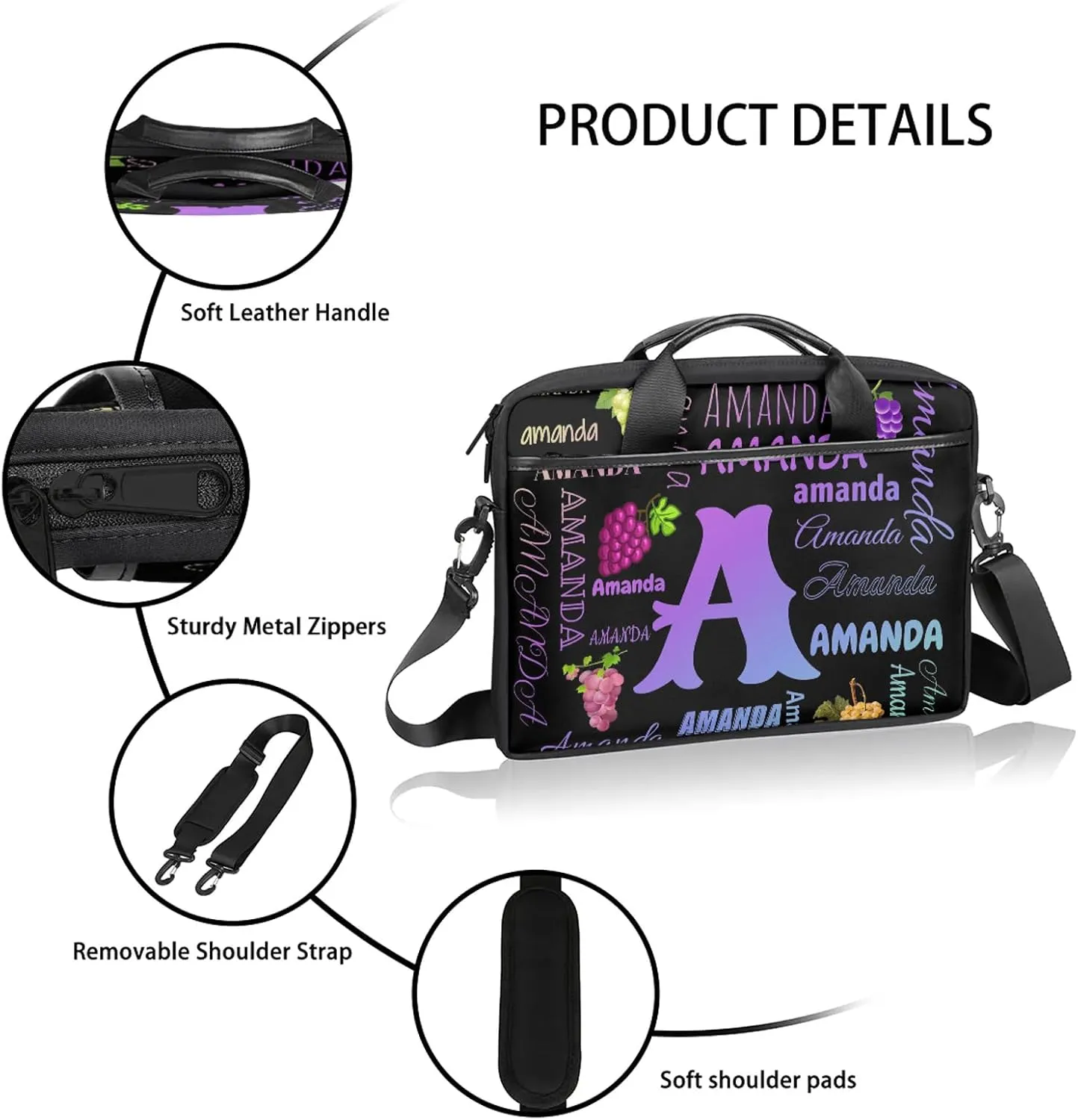 Personalized Laptop Bag Case Baseball Custom Computer Briefcases for Women Men Waterproof