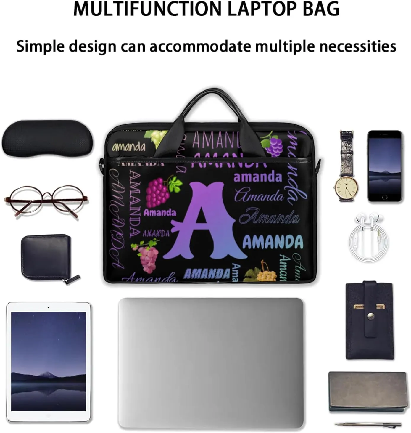 Personalized Laptop Bag Case Baseball Custom Computer Briefcases for Women Men Waterproof