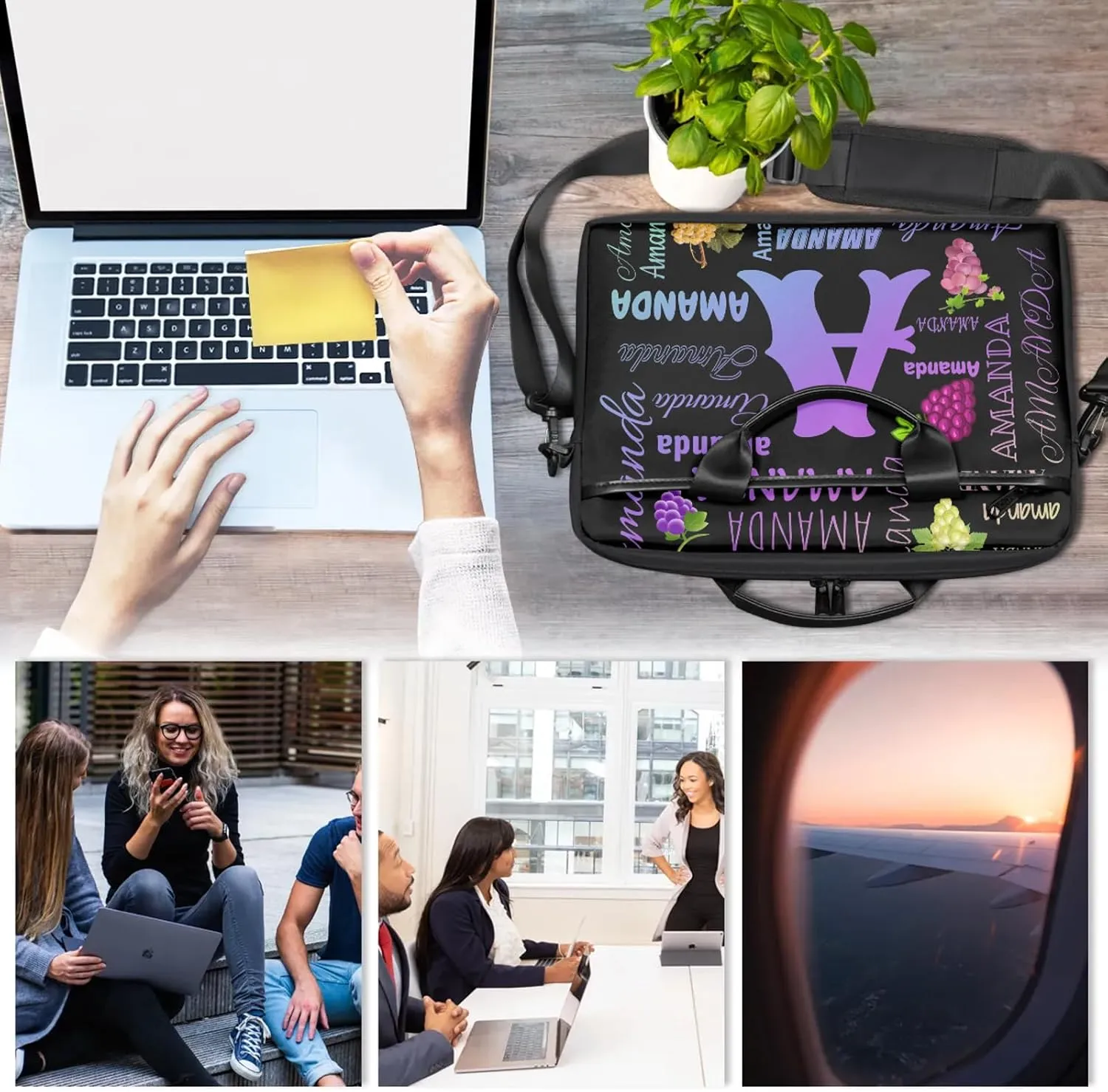 Personalized Laptop Bag Case Baseball Custom Computer Briefcases for Women Men Waterproof