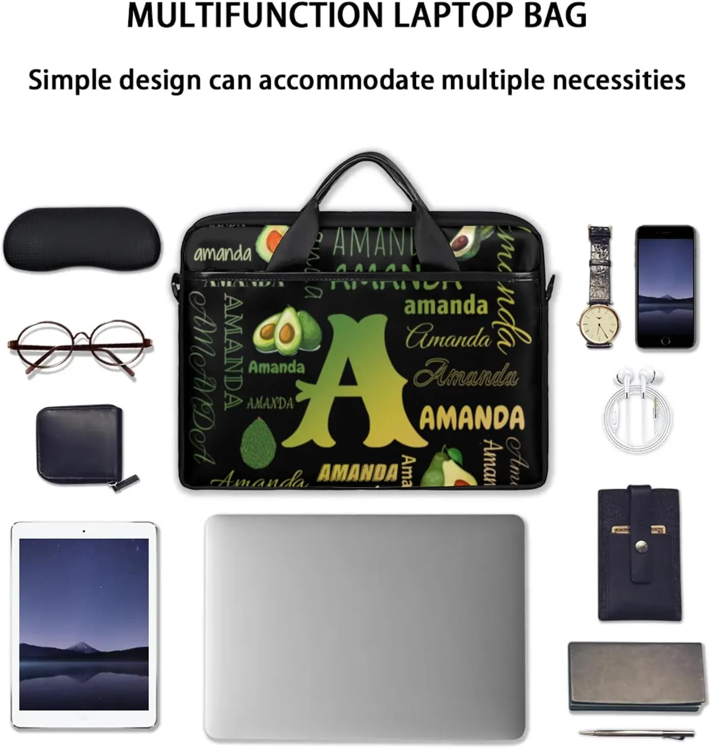 Personalized Laptop Bag Case Baseball Custom Computer Briefcases for Women Men Waterproof