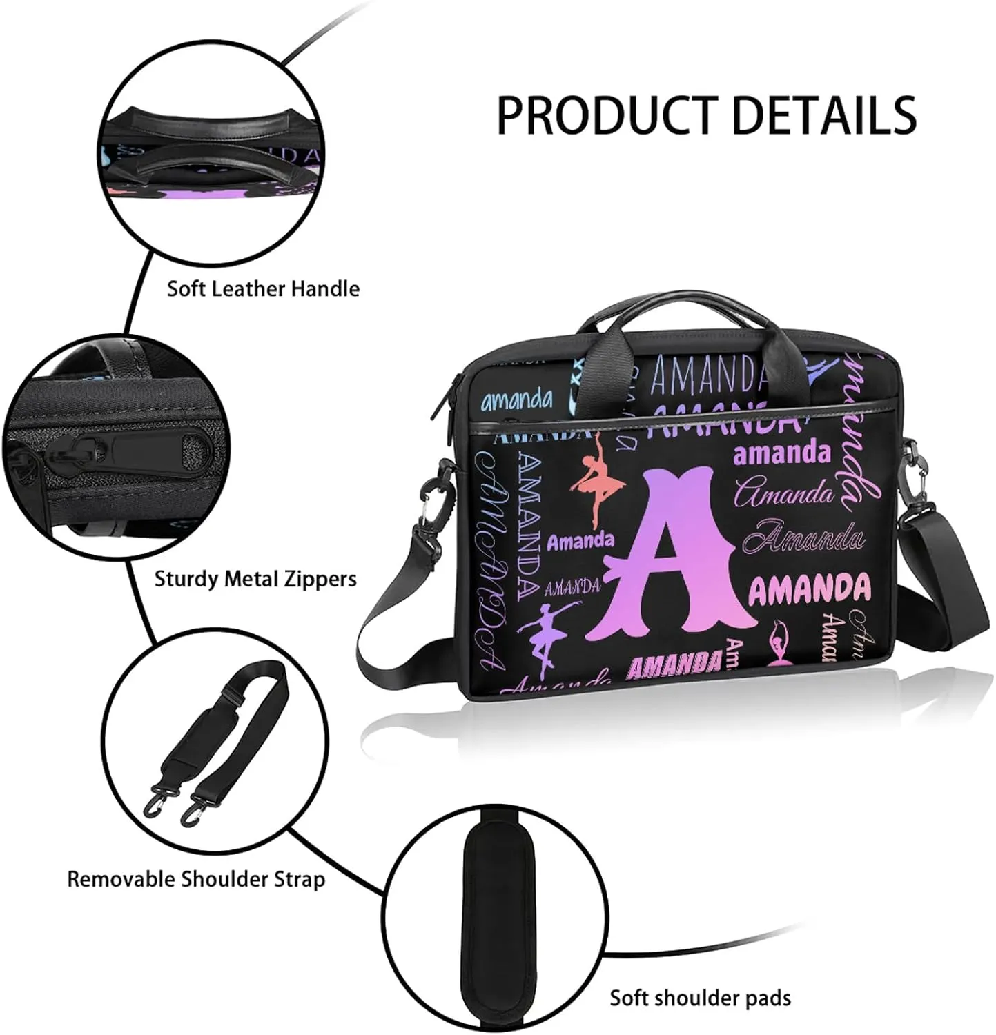 Personalized Laptop Bag Case Baseball Custom Computer Briefcases for Women Men Waterproof