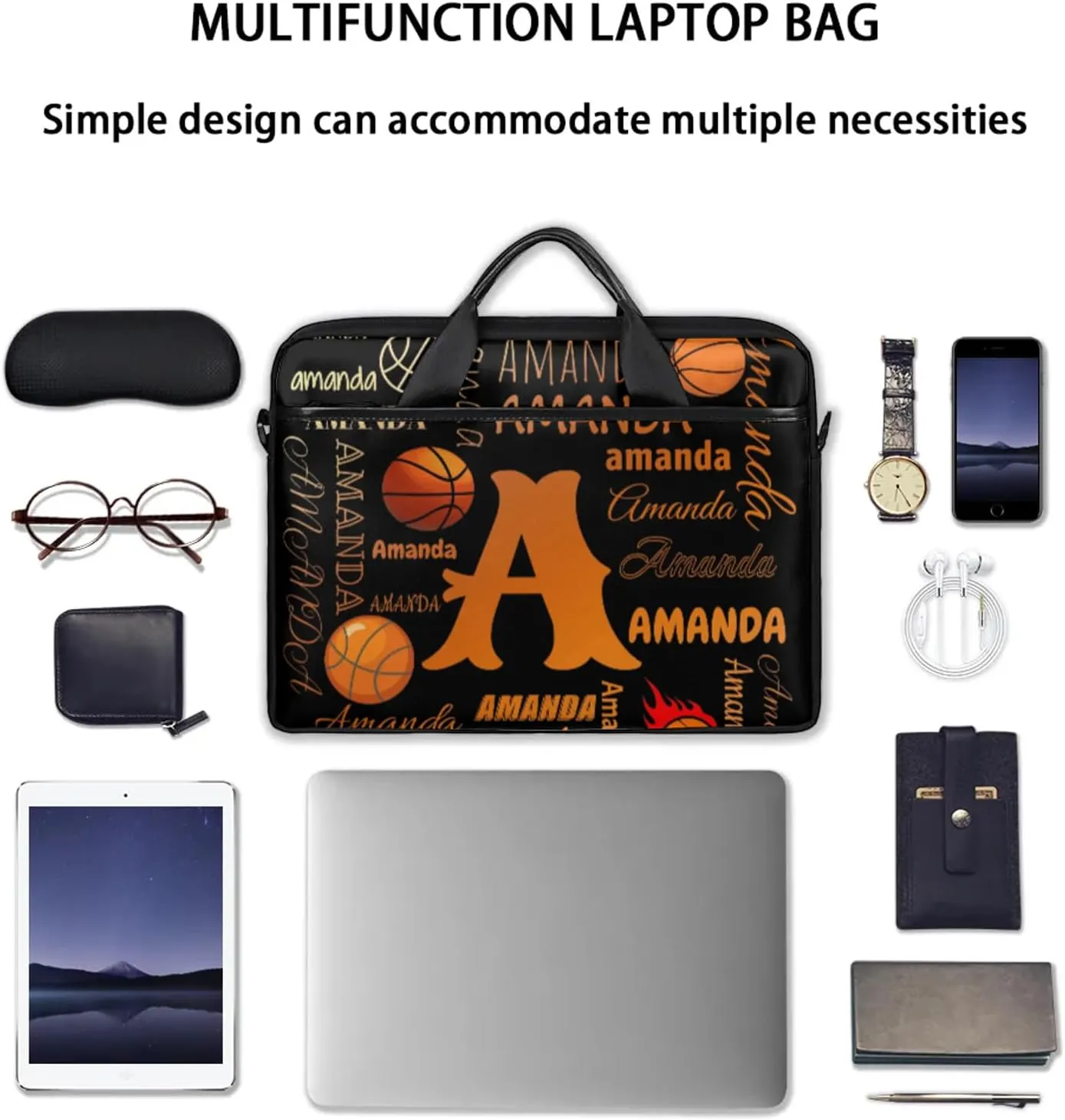 Personalized Laptop Bag Case Baseball Custom Computer Briefcases for Women Men Waterproof