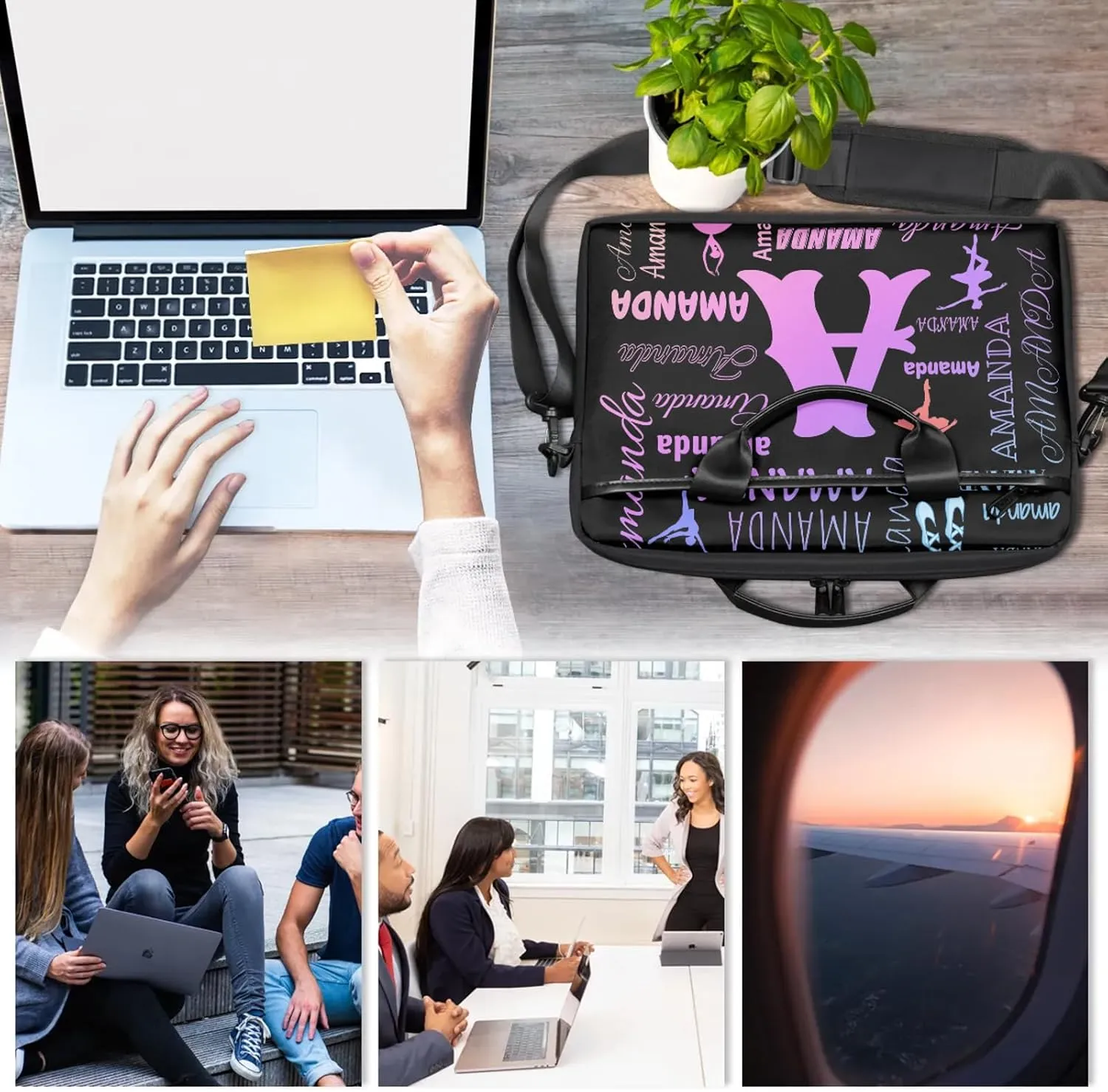 Personalized Laptop Bag Case Baseball Custom Computer Briefcases for Women Men Waterproof