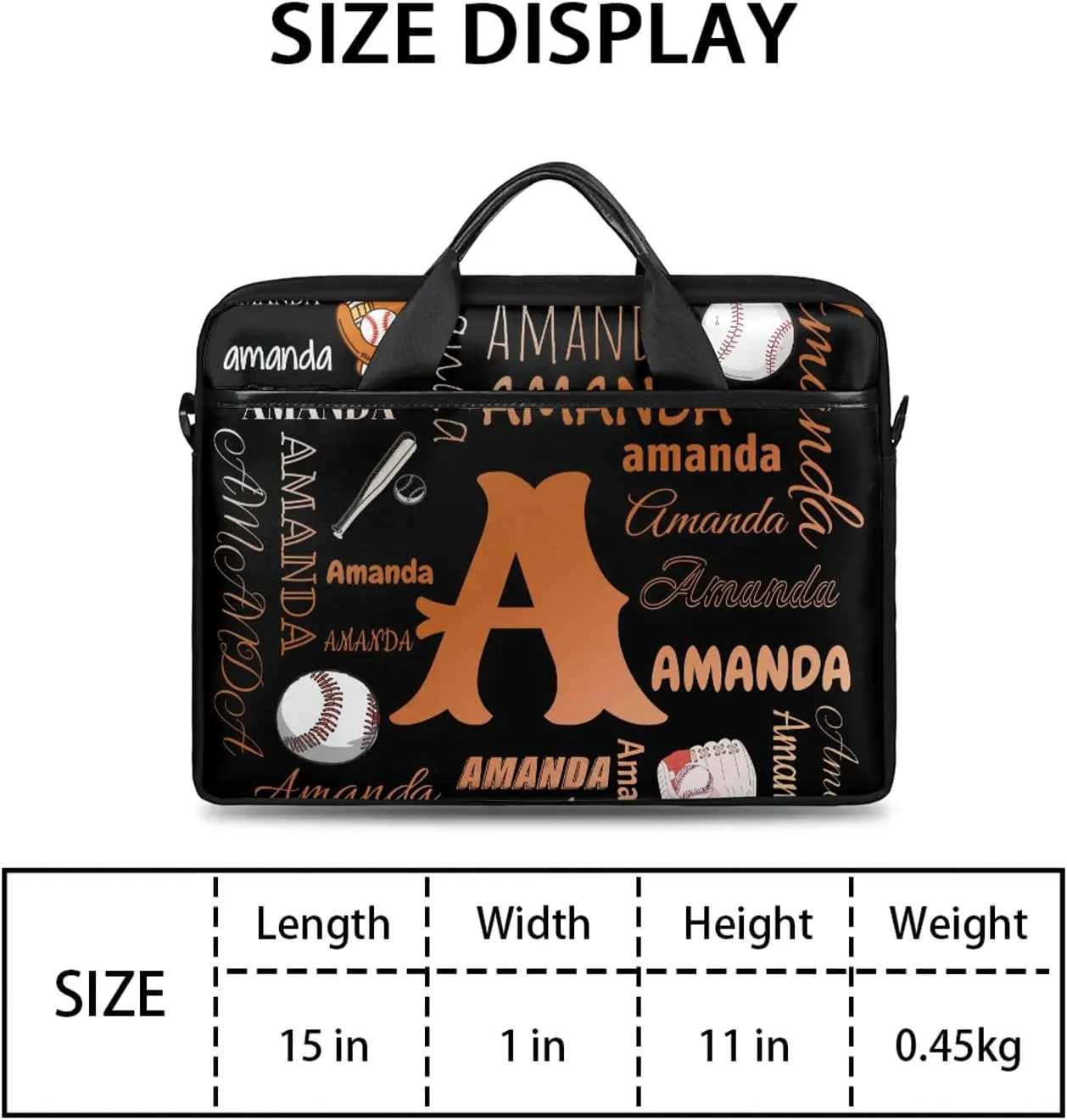 Personalized Laptop Bag Case Baseball Custom Computer Briefcases for Women Men Waterproof
