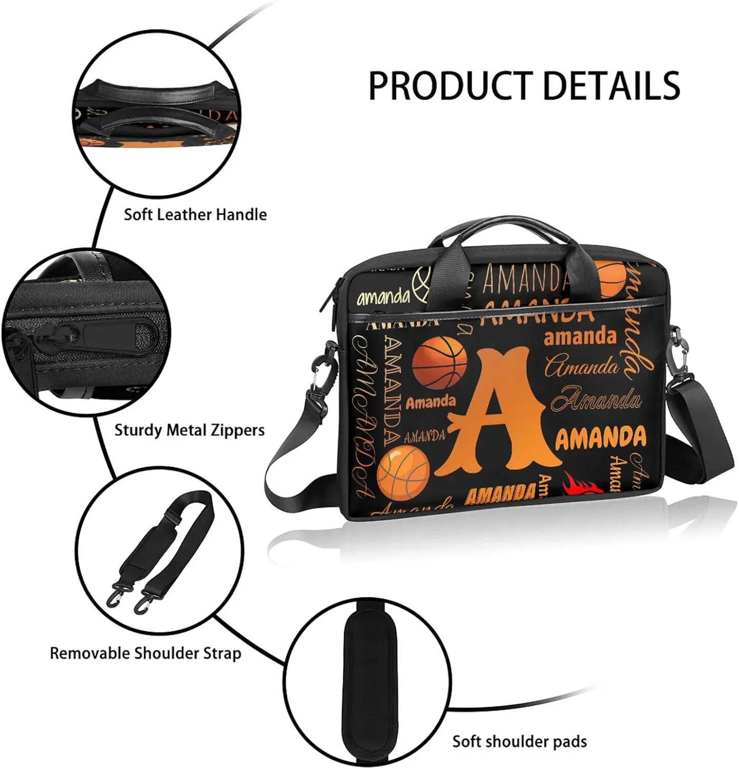 Personalized Laptop Bag Case Baseball Custom Computer Briefcases for Women Men Waterproof