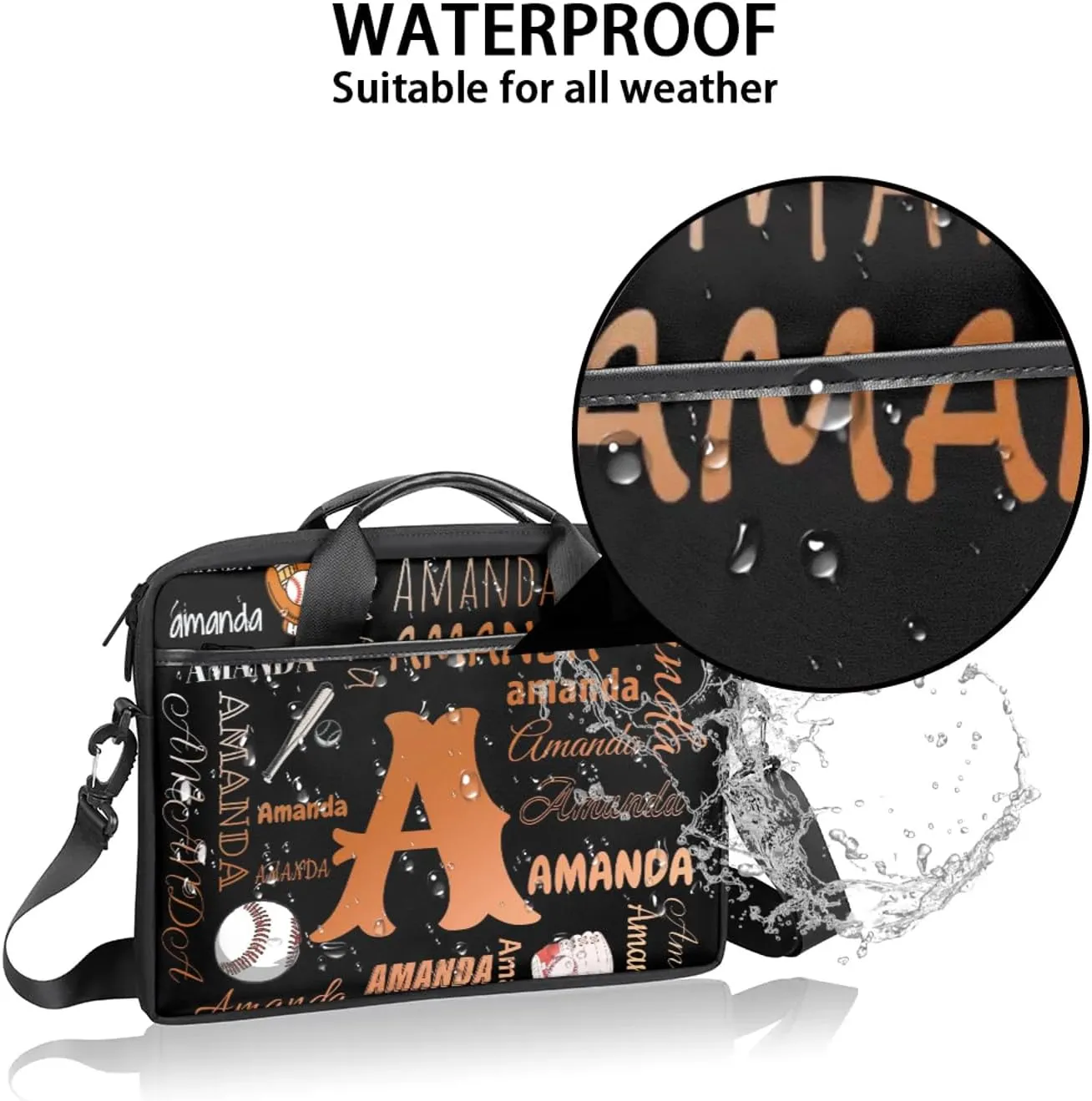 Personalized Laptop Bag Case Baseball Custom Computer Briefcases for Women Men Waterproof