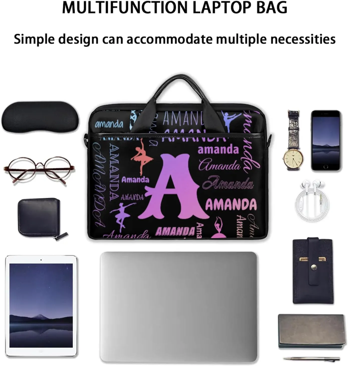 Personalized Laptop Bag Case Baseball Custom Computer Briefcases for Women Men Waterproof