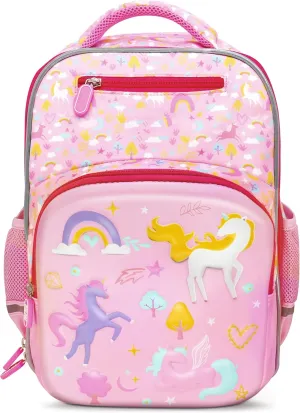 pink large capacity waterproof ergonomic kids unicorn travel backpack for school girls 6-12,16.5 inches