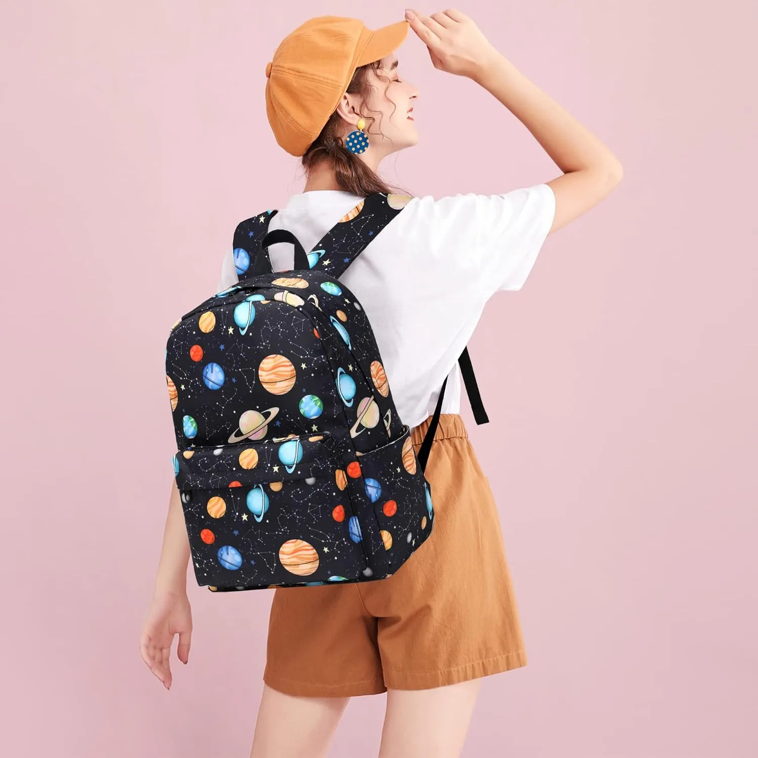 Planets School Backpack for Girls Women, Kids Teens School Bags College Bookbags Ladies Laptop Backpacks