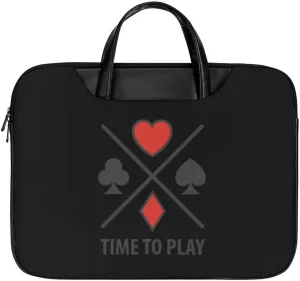 Poker Symbols Time to Play Laptop Case Slim Water Resistant Computer Bag with Handle Briefcase for Work, 42x32cm, style, 202403191