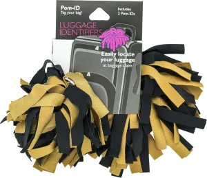 Pomchies POM-ID: Black/ Yellow Gold (08308) Luggage/Baggage Identification Tags (2-Pack) for Travel Bag Suitcase, Briefcase Quickly Spot Luggage Suitcase