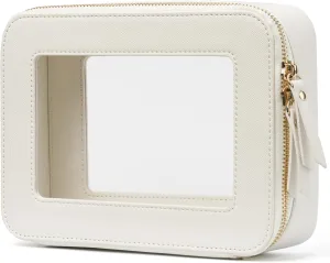 Popvibe Clear Makeup Bag Travel Cosmetic Case Transparent Toiletry Bag with Zipper, Portable Make Up Organizer Traveling Compact Car Bag for Essentials