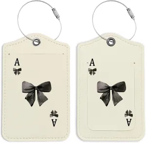 Preppy Black Bow Playing Cards Luggage Tags for Suitcases, Spade Luggage Tag, Preppy Gifts, Back to School, Trendy 2 Pack Luggage Tags for Travel, Teen Girls Gifts Suitcase Tags