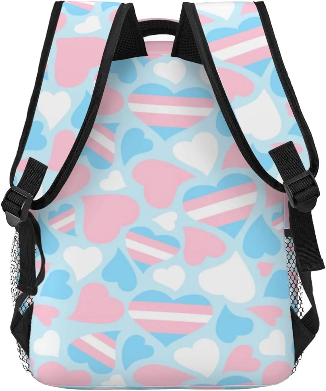 Pride Hearts Transgender Backpack Double Shoulder Bag 15 Inch Laptop Bagpack for Hiking Work Camping Travel