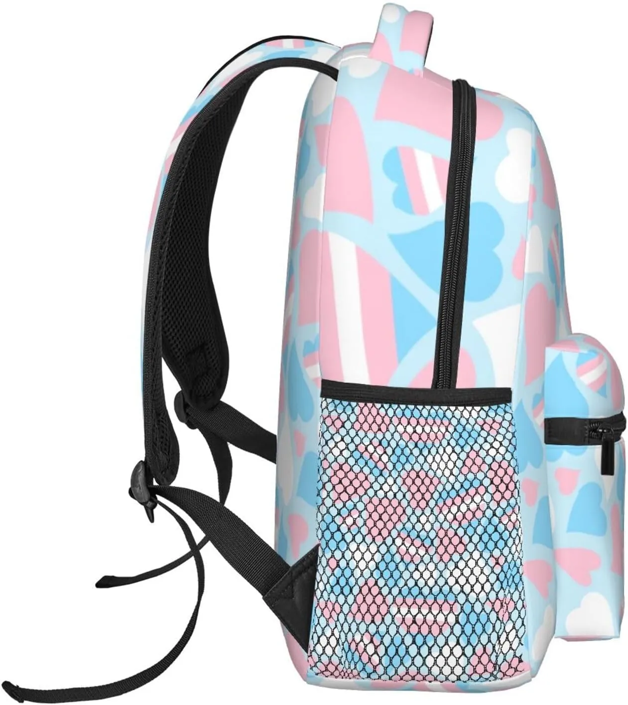 Pride Hearts Transgender Backpack Double Shoulder Bag 15 Inch Laptop Bagpack for Hiking Work Camping Travel