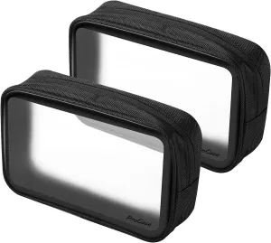 ProCase [2 Pack] TSA Approved Travel Toiletry Bag Pouch, Matte Clear Quart Size Bag Carry-On Airport Airline Compliant Bag Travel Makeup Cosmetic Bag for Toiletries Liquids Creams Cosmetics