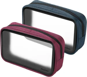 ProCase [2 Pack] TSA Approved Travel Toiletry Bag Pouch, Matte Clear Quart Size Bag Carry-On Airport Airline Compliant Bag Travel Makeup Cosmetic Bag for Toiletries Liquids Creams Cosmetics