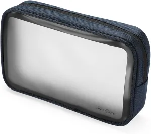 ProCase TSA Approved Travel Toiletry Bag Pouch, Matte Clear Travel Organizer Airport Carry-On Checkpoint Airline Compliant Storage Bag for Toiletries Liquids Creams and Cosmetics -Navy