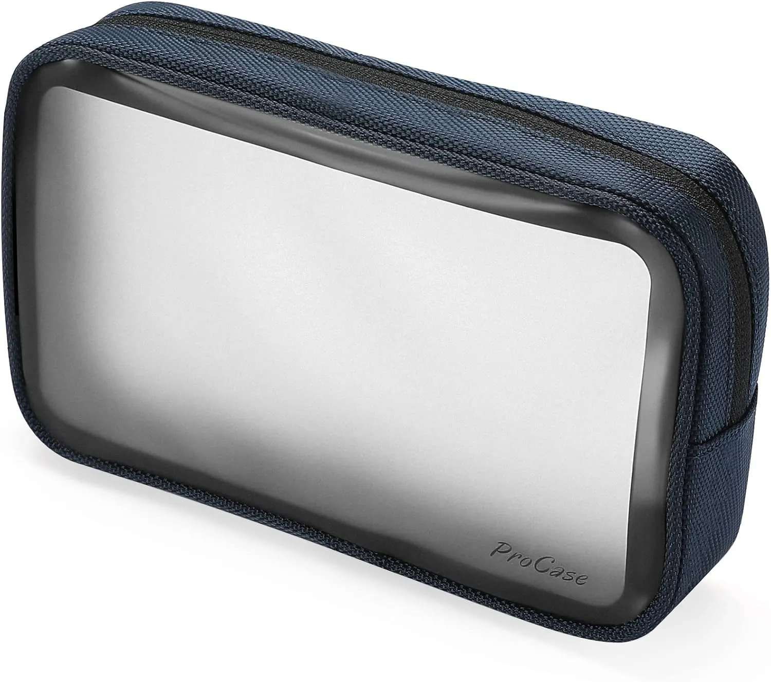ProCase TSA Approved Travel Toiletry Bag Pouch, Matte Clear Travel Organizer Airport Carry-On Checkpoint Airline Compliant Storage Bag for Toiletries Liquids Creams and Cosmetics -Navy