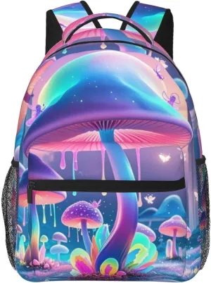 Psychedelic Dreamy Mushroom Adult Backpacks 15 Inch Laptop Backpack Double Shoulder Bag for Work Travel Gifts