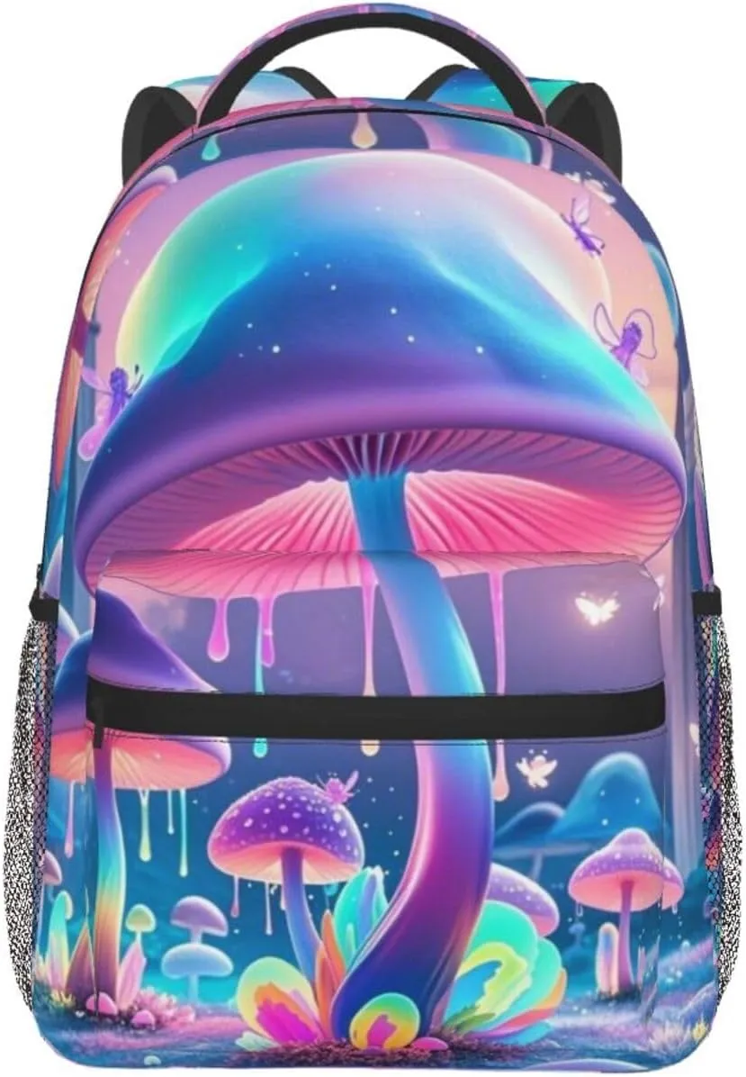 Psychedelic Dreamy Mushroom Adult Backpacks 15 Inch Laptop Backpack Double Shoulder Bag for Work Travel Gifts