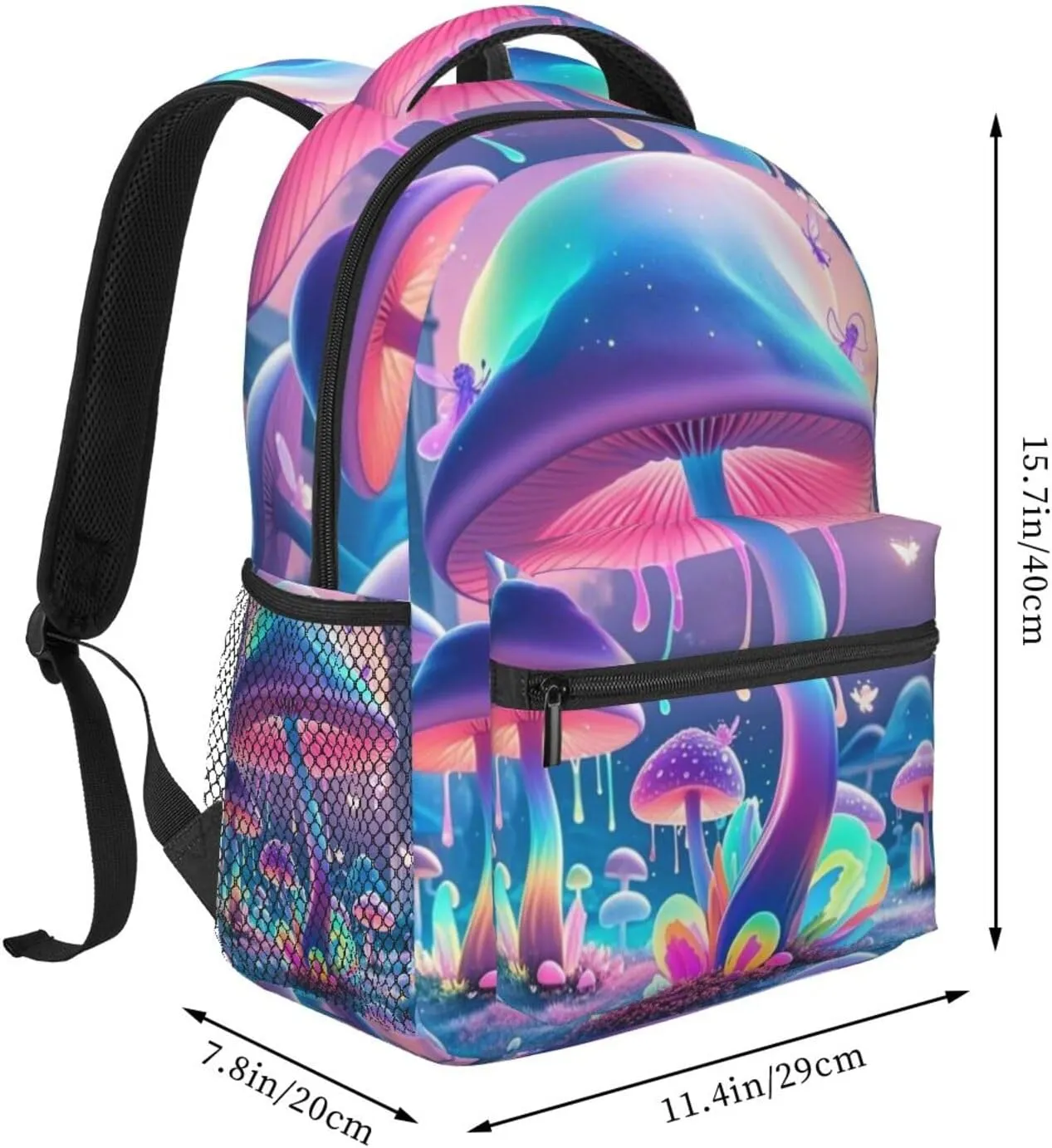 Psychedelic Dreamy Mushroom Adult Backpacks 15 Inch Laptop Backpack Double Shoulder Bag for Work Travel Gifts
