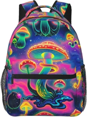 Psychedelic Starry Sky Mushroom Adult Backpacks 15 Inch Laptop Backpack Double Shoulder Bag for Work Travel Gifts